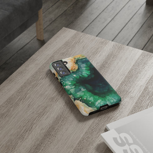 Green Geode in Watercolor - Impact Resistant Phone Case